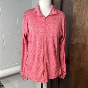 Pink Zippered Long Sleeve heathered pink Columbia Size XL ruched details